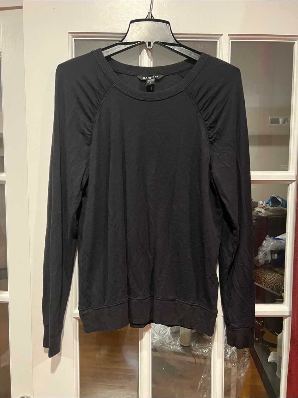 Athleta Black Raglan Crewneck Sweatshirt